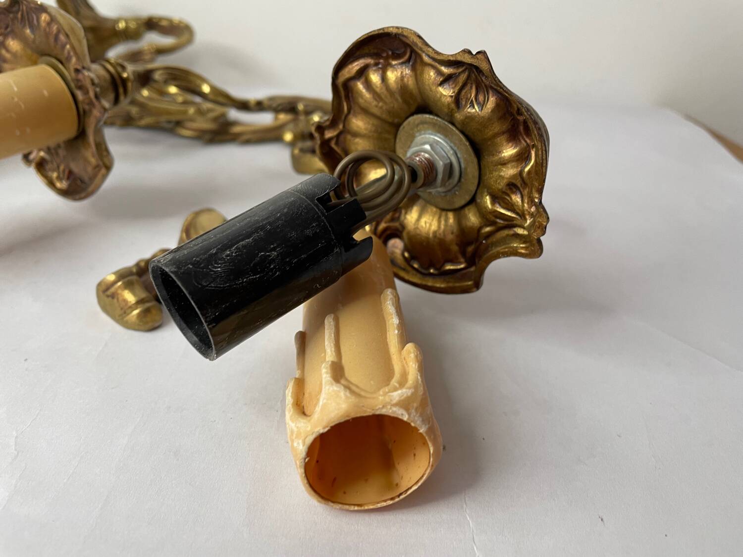 Pair of bronze wall sconces