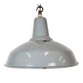 Industrial British Grey Enamel Factory Pendant Lamp, 1960s