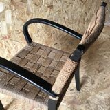 Vintage armchair with woven cord and wooden frame, Axel Larsson, circa 1960.