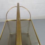Desserte vintage doré et plexi pliante circa 1960