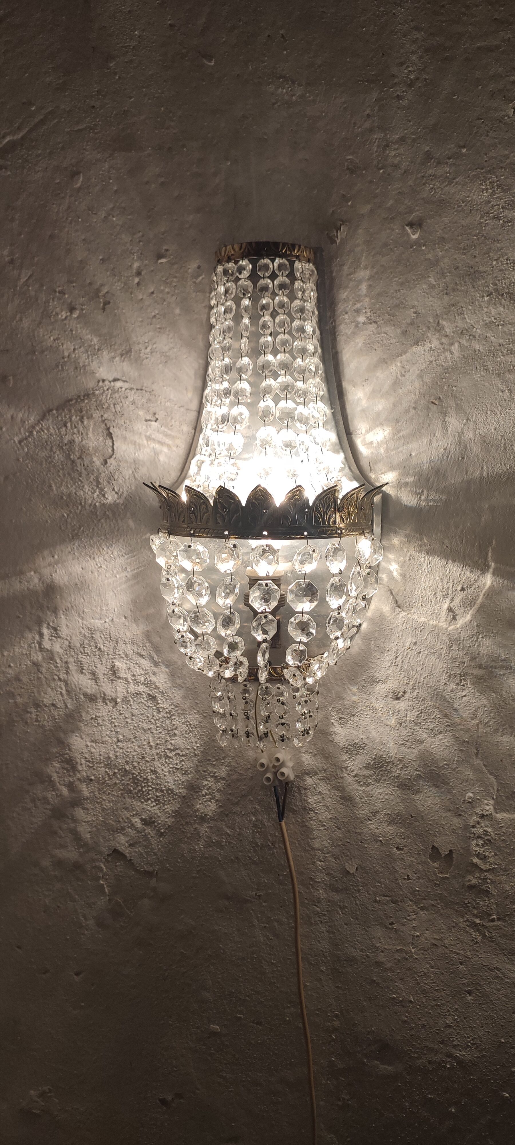 Classic crystal sconces. France 1950s.
