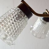 Vintage chandelier in molded glass, brass and steel - 5 branches - 1960s