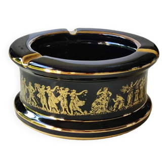 Ashtray/Empty Greek pocket. Life scenes mythology in gold 24 c. signed K