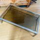 1970s coffee table in brushed metal, brass and smoked glass by Willy R