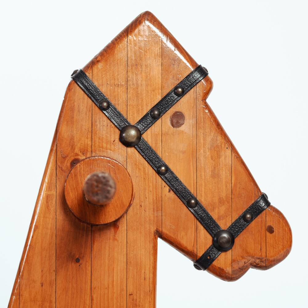 Midcentury rocking horse in oak, The Netherlands, 1950s