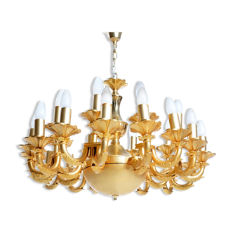 24 light oriental chandallier, brass, iran 1950s