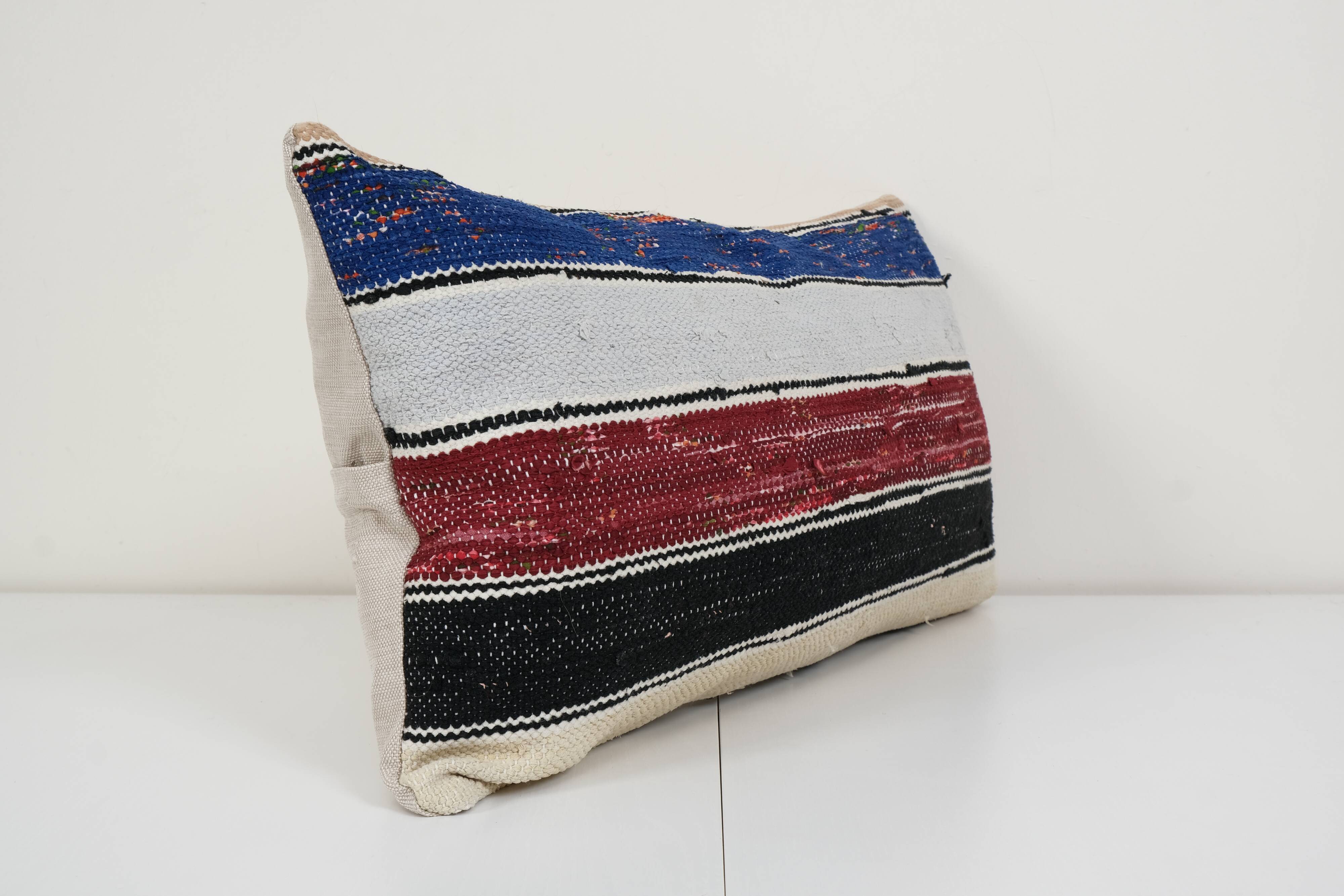 14" x 26" Oriental Boho pillow Kilim pillow cover Chair pillow Small Oblong, Turkish Lumbar Kilim