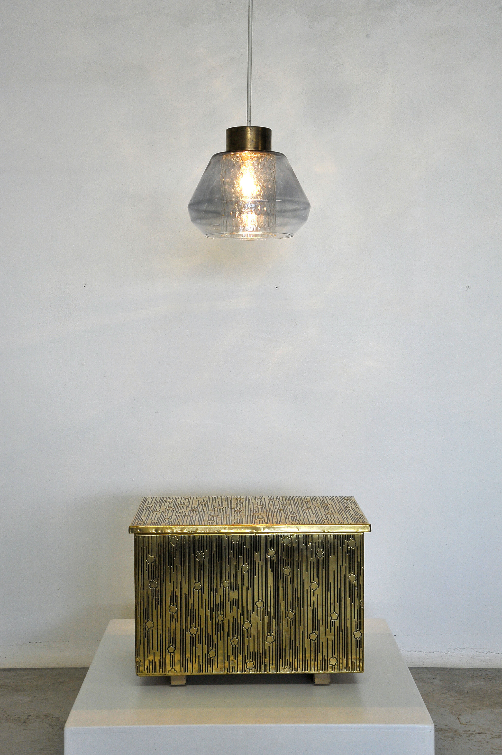 Tinted and brass glass suspension - 1960s