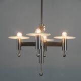 Machine Age Nickel-Plated 4-Flamming Chandelier, 1920s
