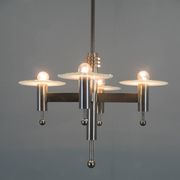 Machine Age Nickel-Plated 4-Flamming Chandelier, 1920s