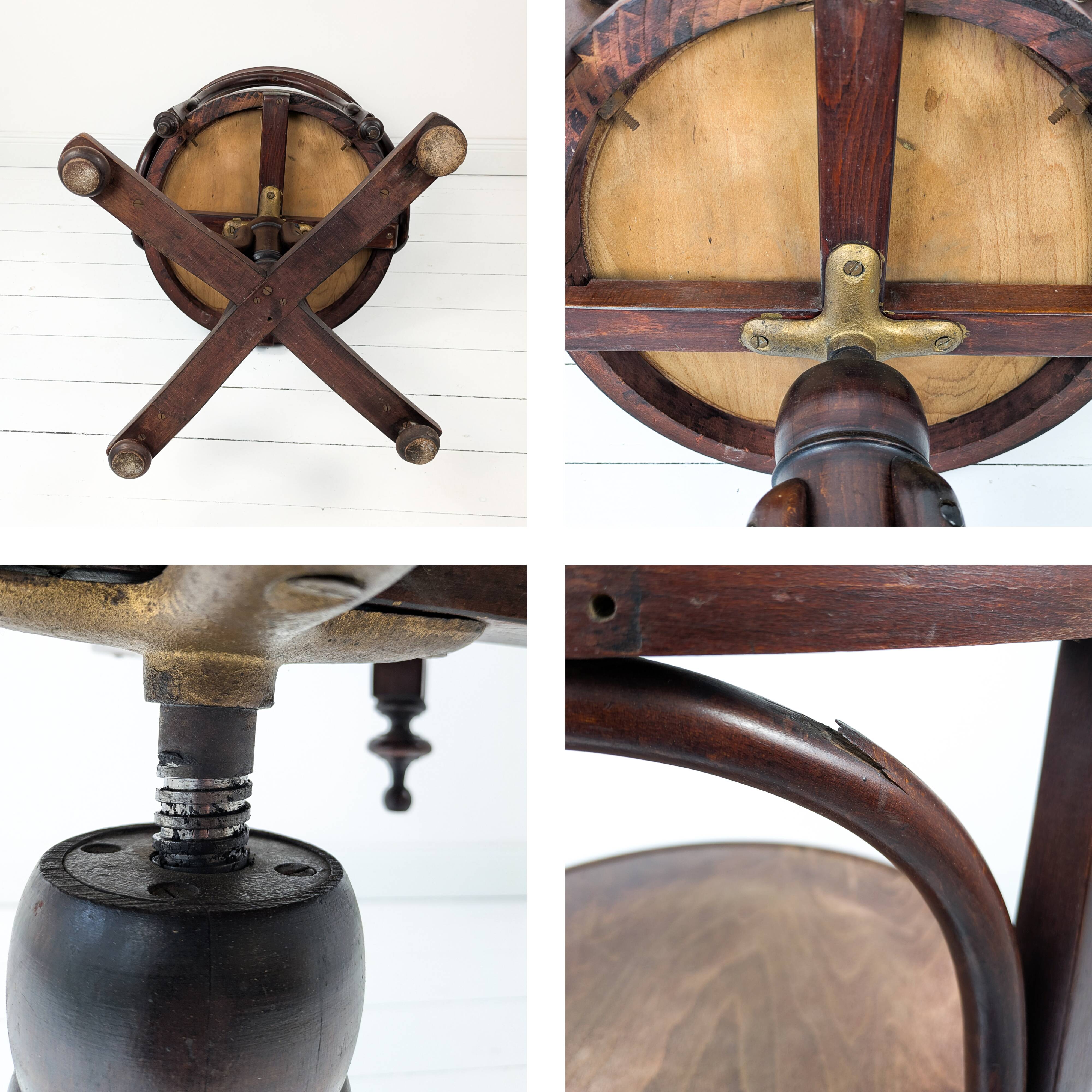 Fauteuil pivotant vintage en bois courbé