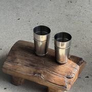 Small stool, footrest in organic blond teak monoxyle wabi-sabi L31