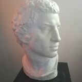 Patinated plaster man head.