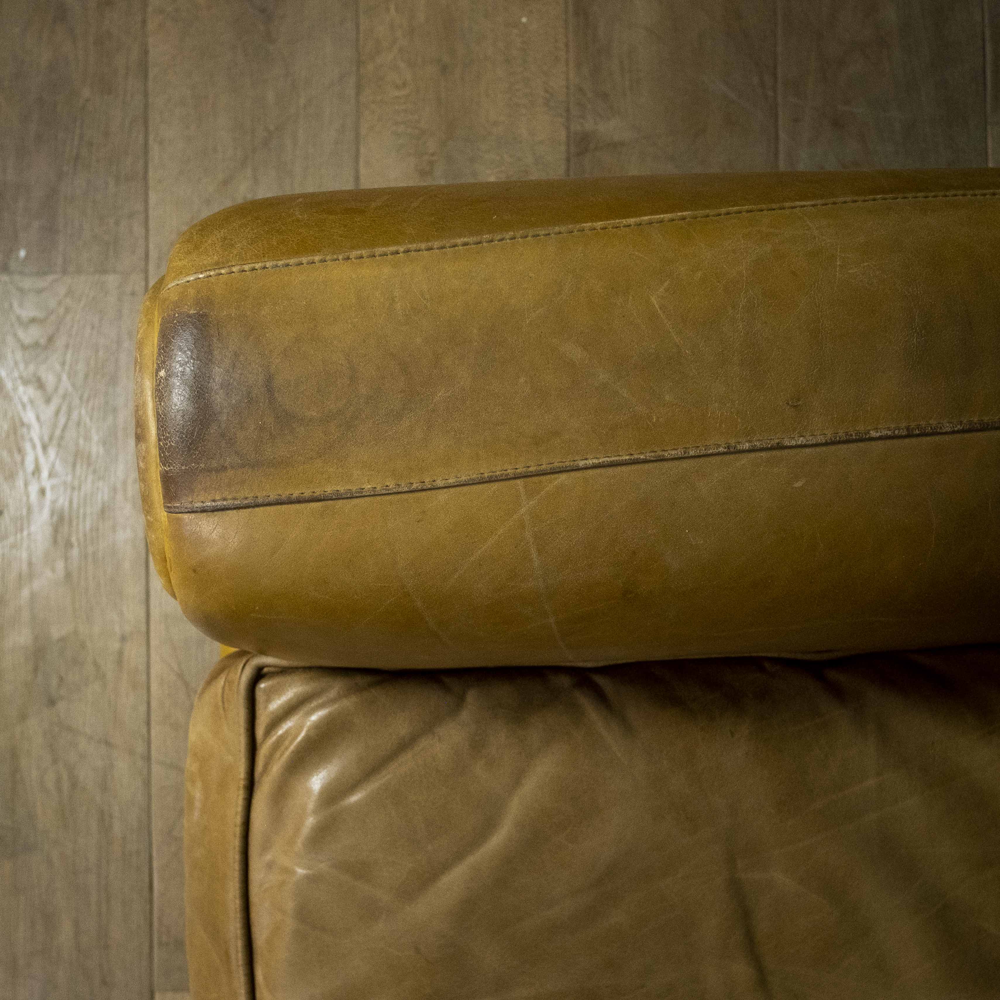 Set of leather french club armchairs