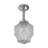 Art deco glass and chrome suspension