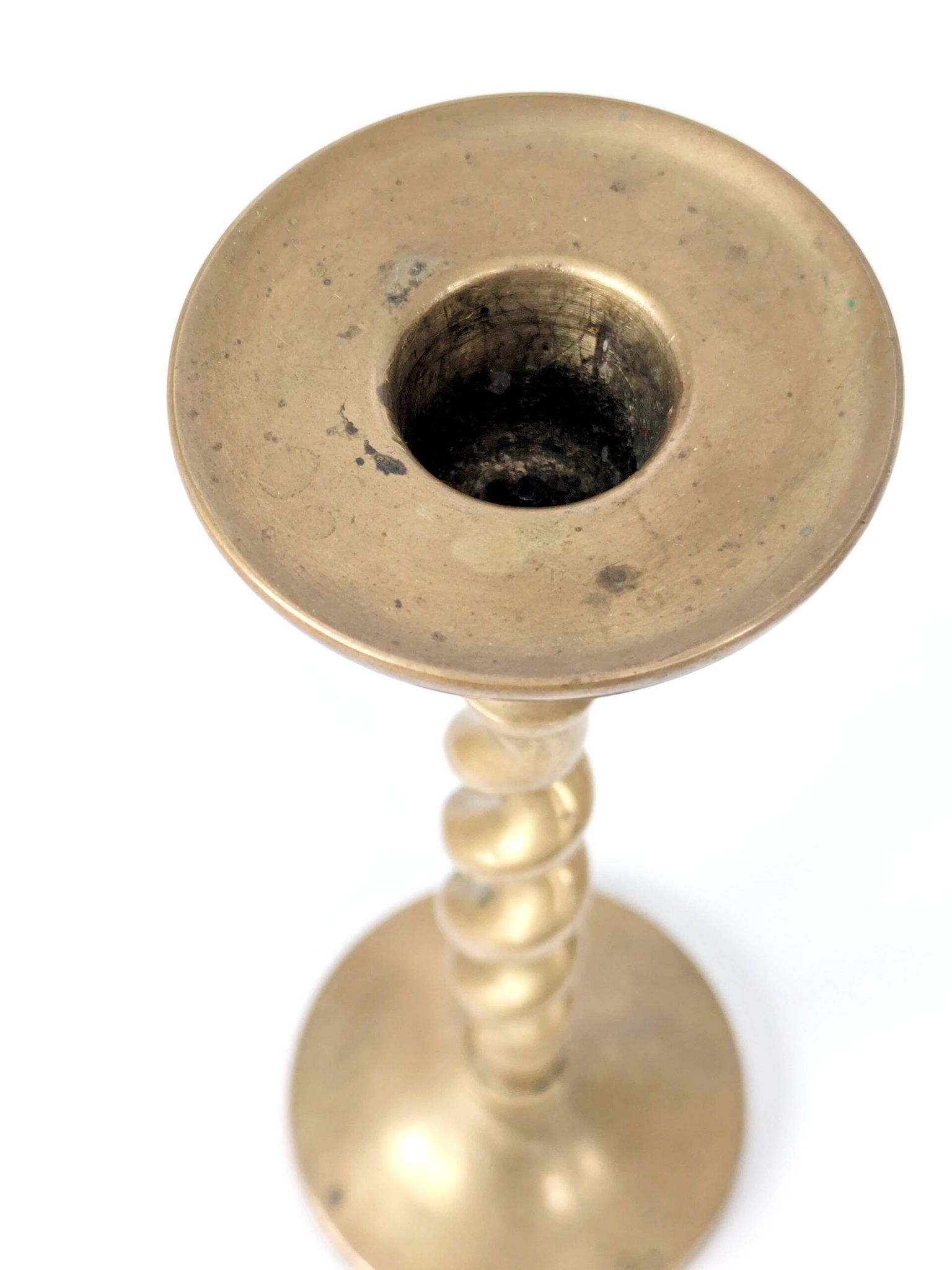 Set of 3 Vintage Twisted Brass Candle Holders, Midcentury