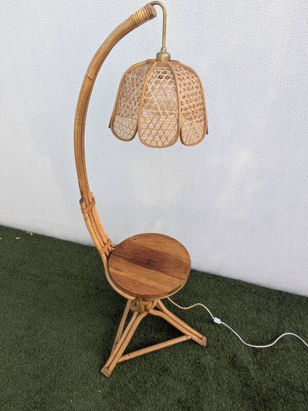 Lampadaire vintage Rotin Bambou vintage 1960