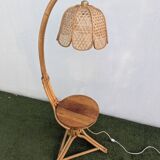 Vintage rattan and bamboo floor lamp, 1960s