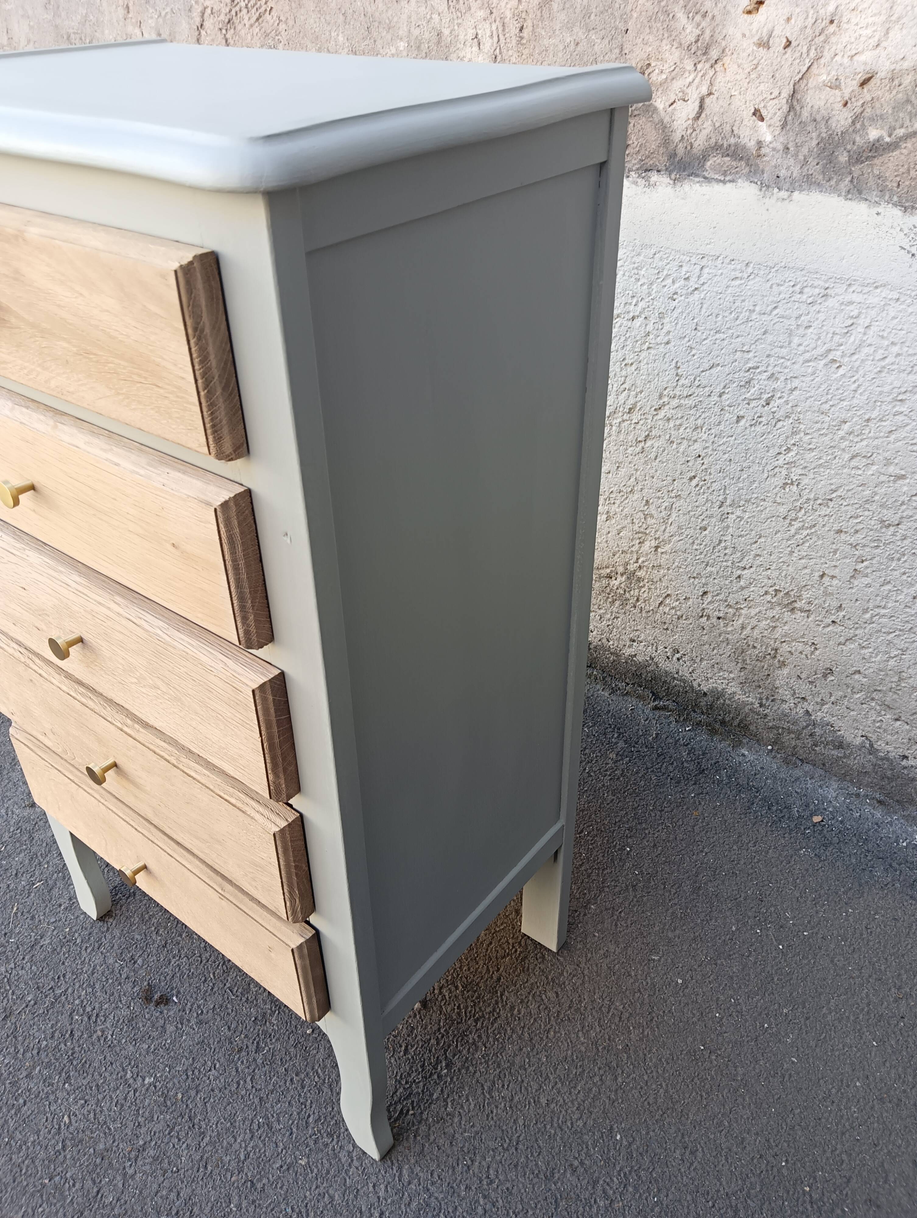 Grey & wood rag picker 5 drawers