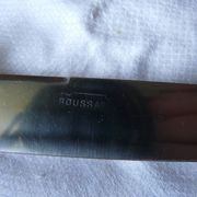 box of 12 stainless steel knives with bakelite handle and silver metal ferrule art decp