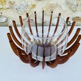 Danish teak and glass centerpiece by Fritz Hansen