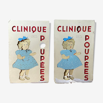 Panneaux publicitaire en bois « poupées anciennes  »