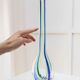 Vase en verre vintage Murano Archimede Seguso XL, transparent avec détails bleus et verts, forme citrouille, Italie années 1970