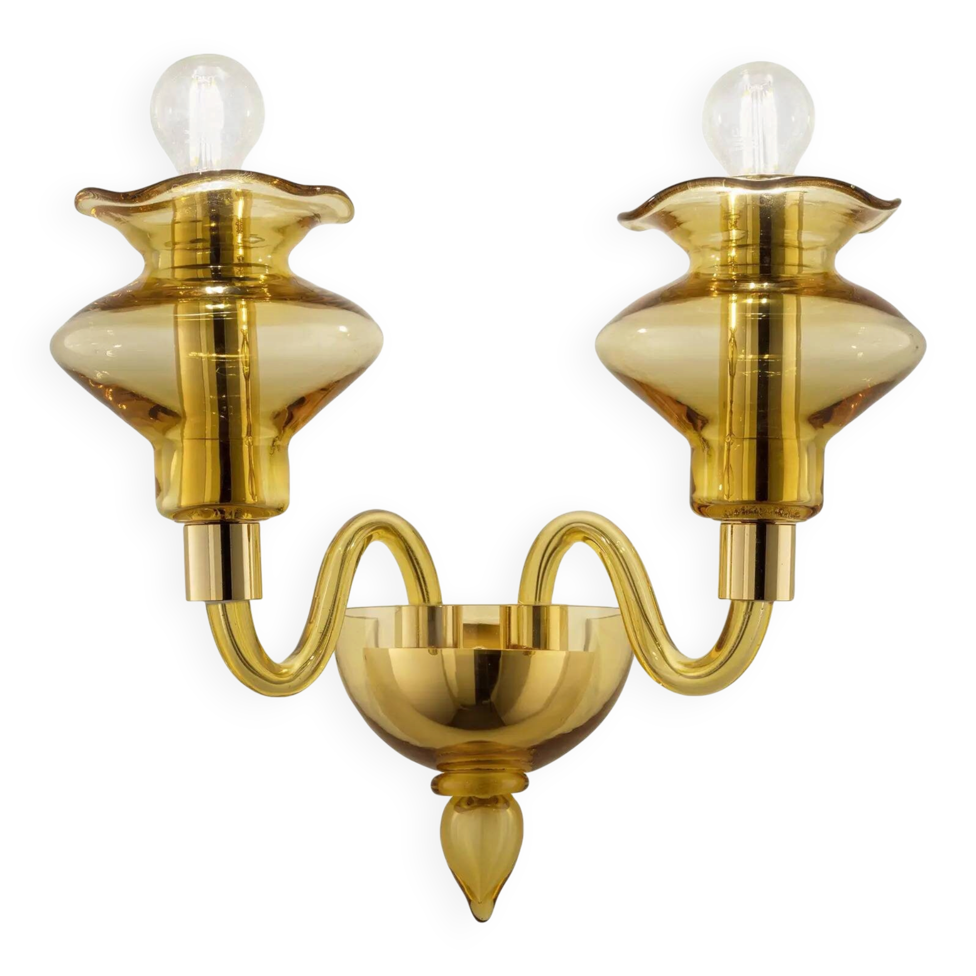 Modern Amber Murano Glass Sconce with Elegant Linear Design