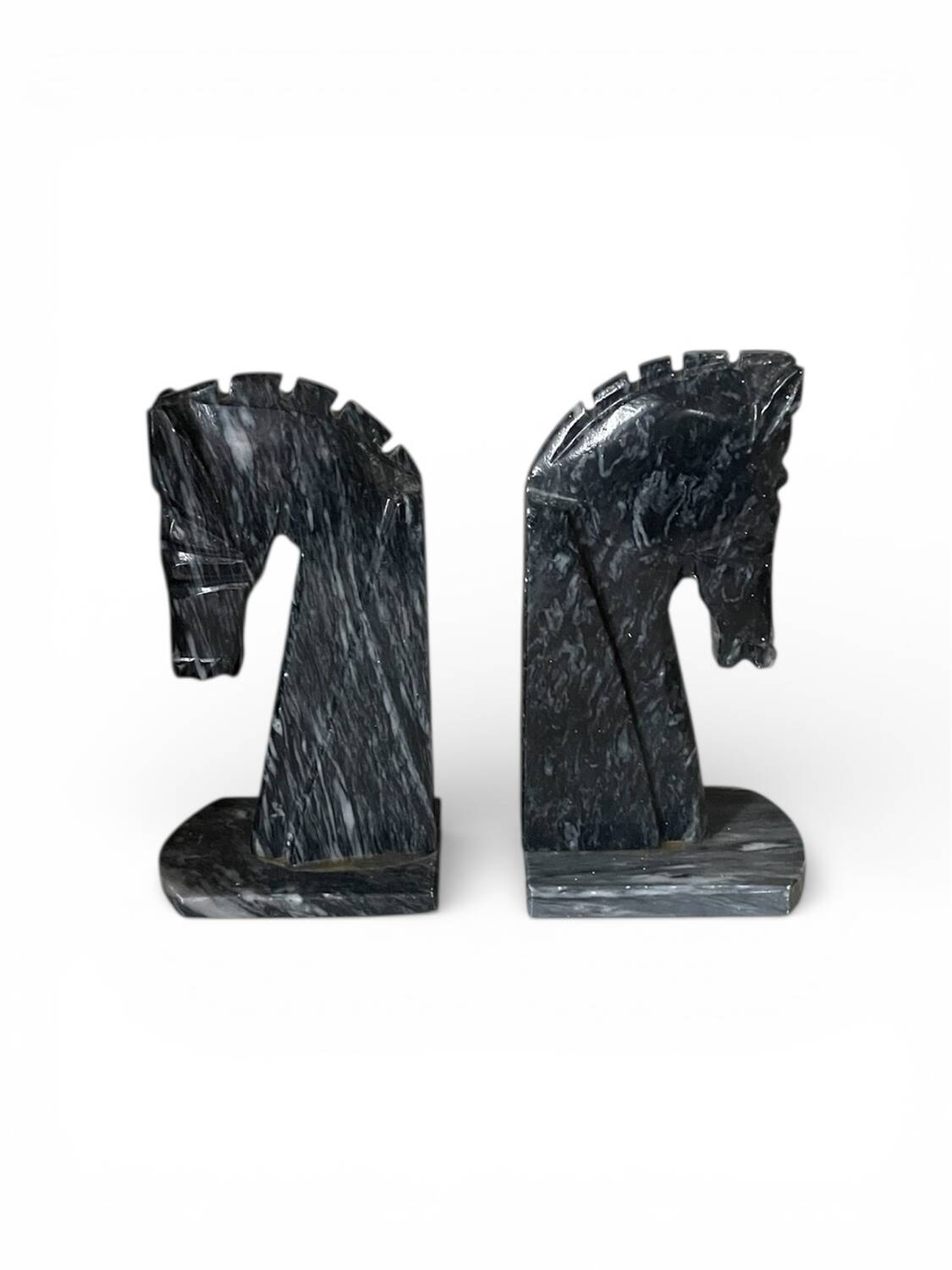 Pair of marble horse bookends