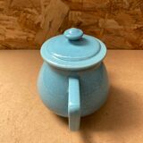 Ancienne Théière Céramique Bleue Craquelée Vintage