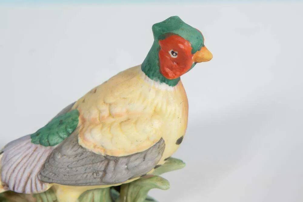 Vintage porcelain pheasant statue, porcelain bird pheasant.