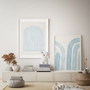 Pair of giclee prints, abstract blue wall art set of two, 50x70cm