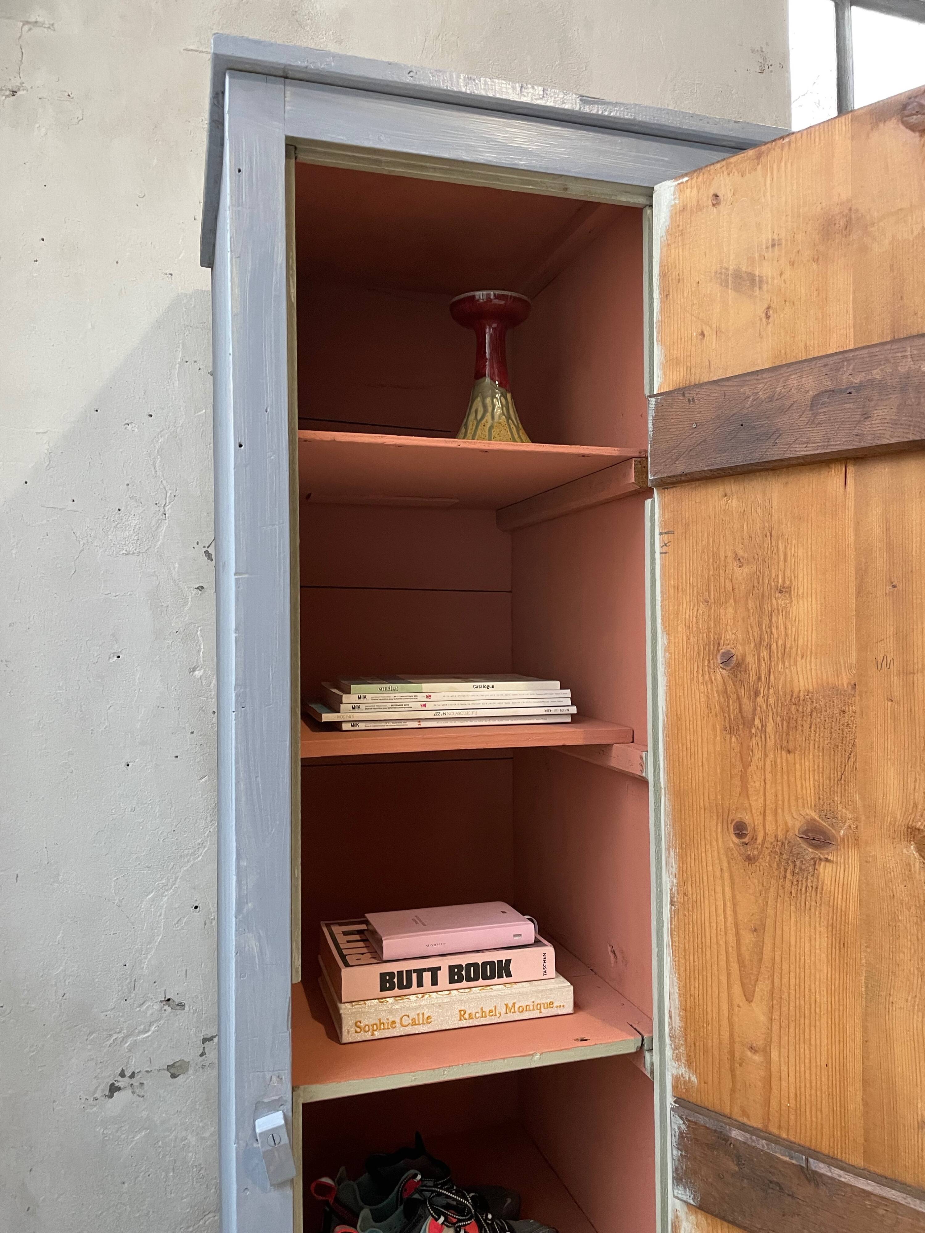 Blue patinated workshop furniture locker room
