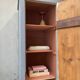 Blue patinated workshop furniture locker room
