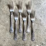 6 silver metal forks
