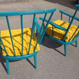 Paire de fauteuils Baumann éventails