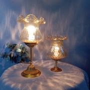 Duo desk lamps, vintage inspiration, bronze and ocher tulip glass