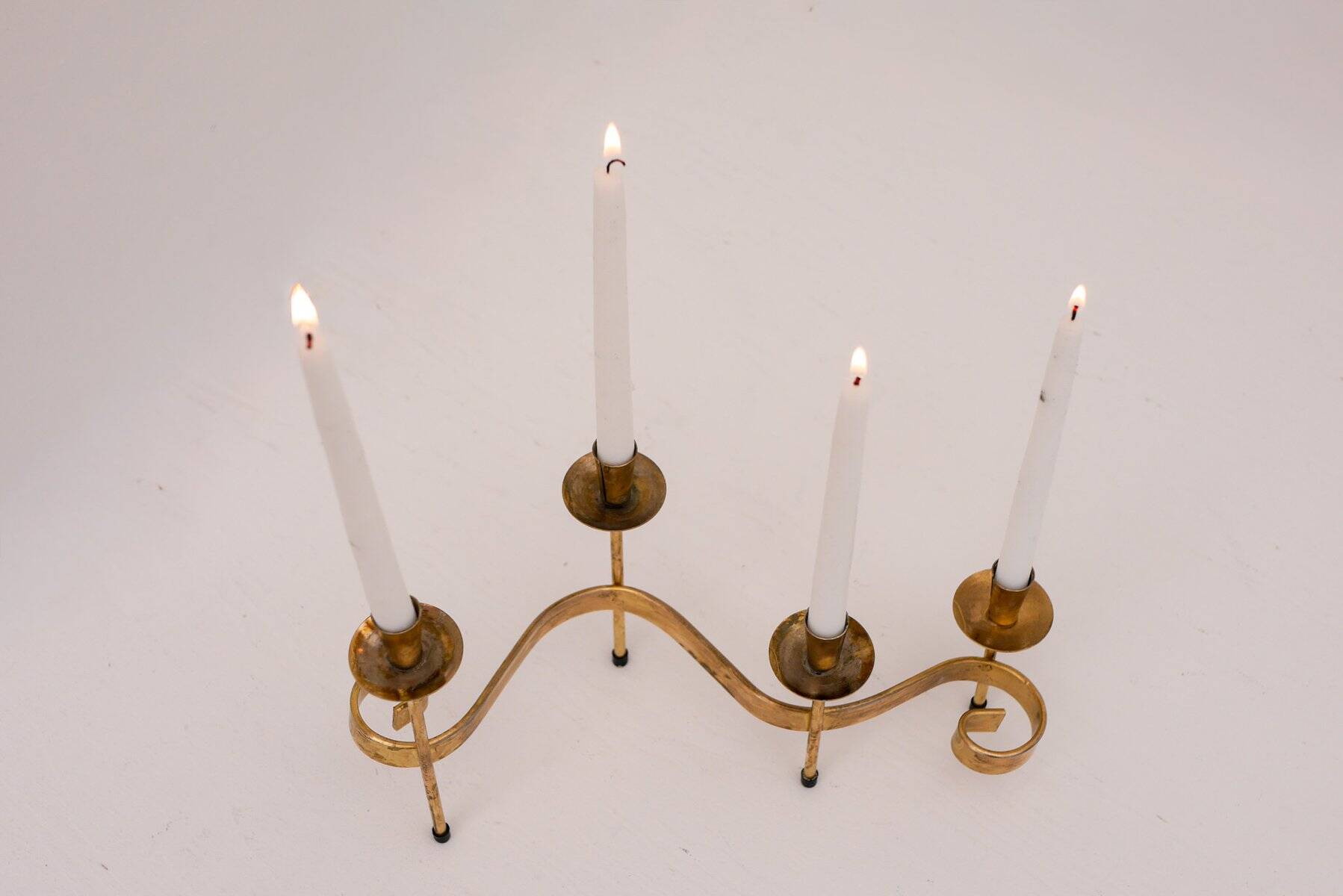 Mid-century modern metal candlesticks by Gunnar Ander for Ystad-Metall, Sweden, 1960s