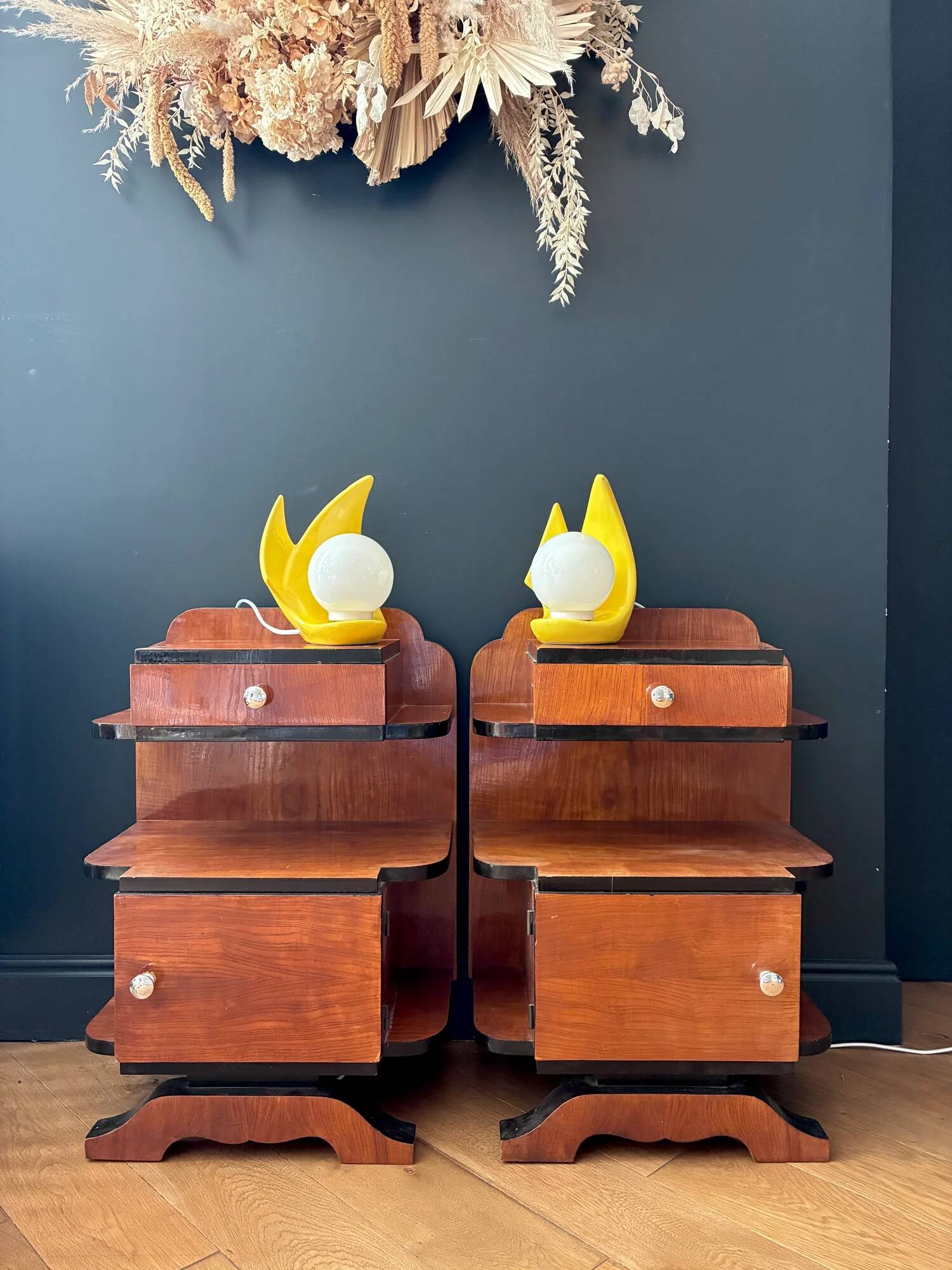 Pair of bright yellow POP lamps - 1980.