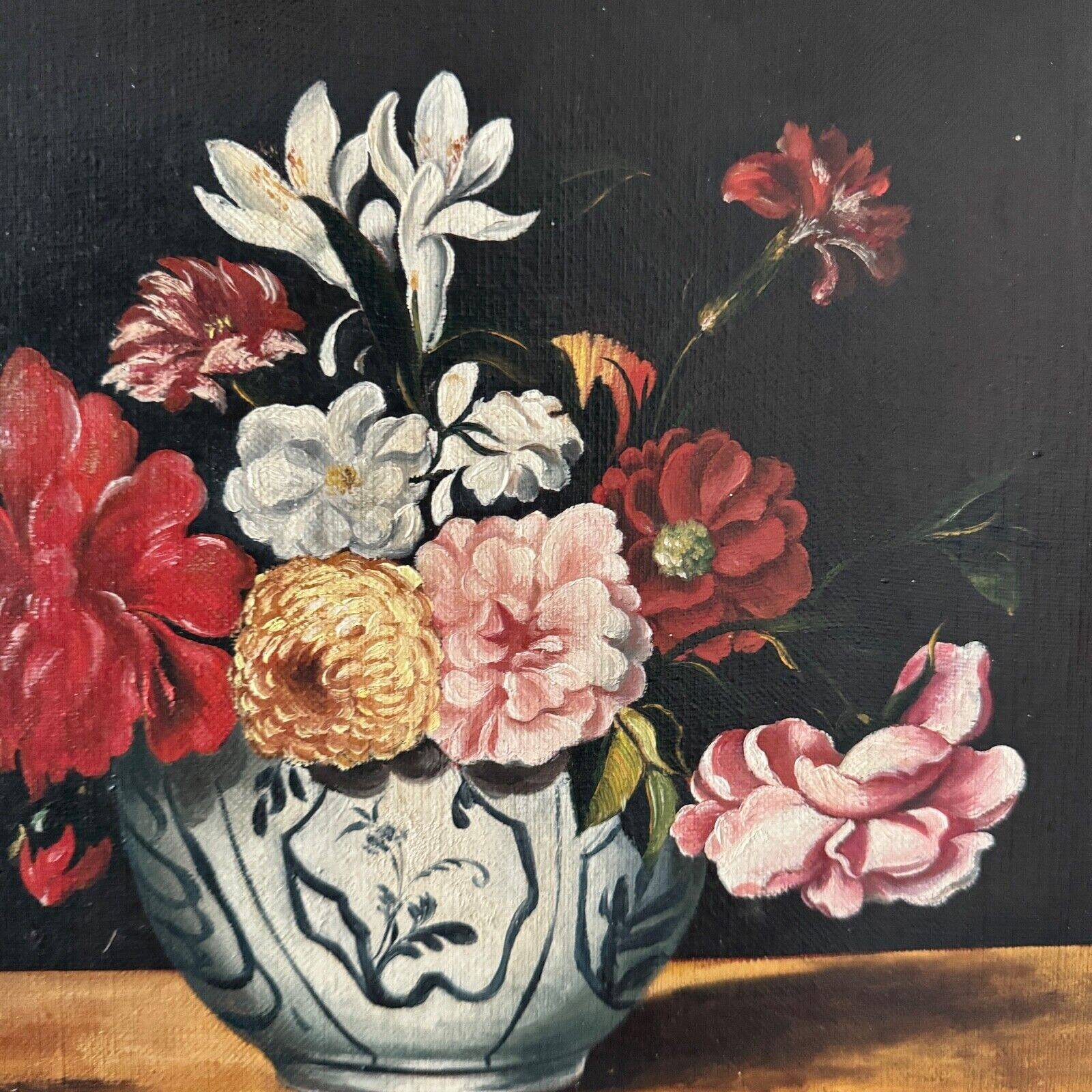 Oil on canvas still life with flowers in a vase early 20th century
