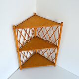 Rattan corner shelf to stand 1960 vintage
