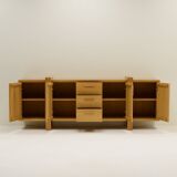 Large brutalist style oak sideboard, Belgium.