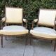 Pair of Louis XVI style armchairs solid walnut