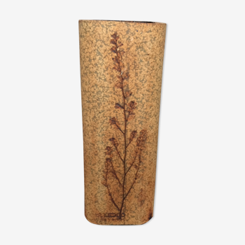 Vase en grès Raymonde Leduc Vallauris décors herbier