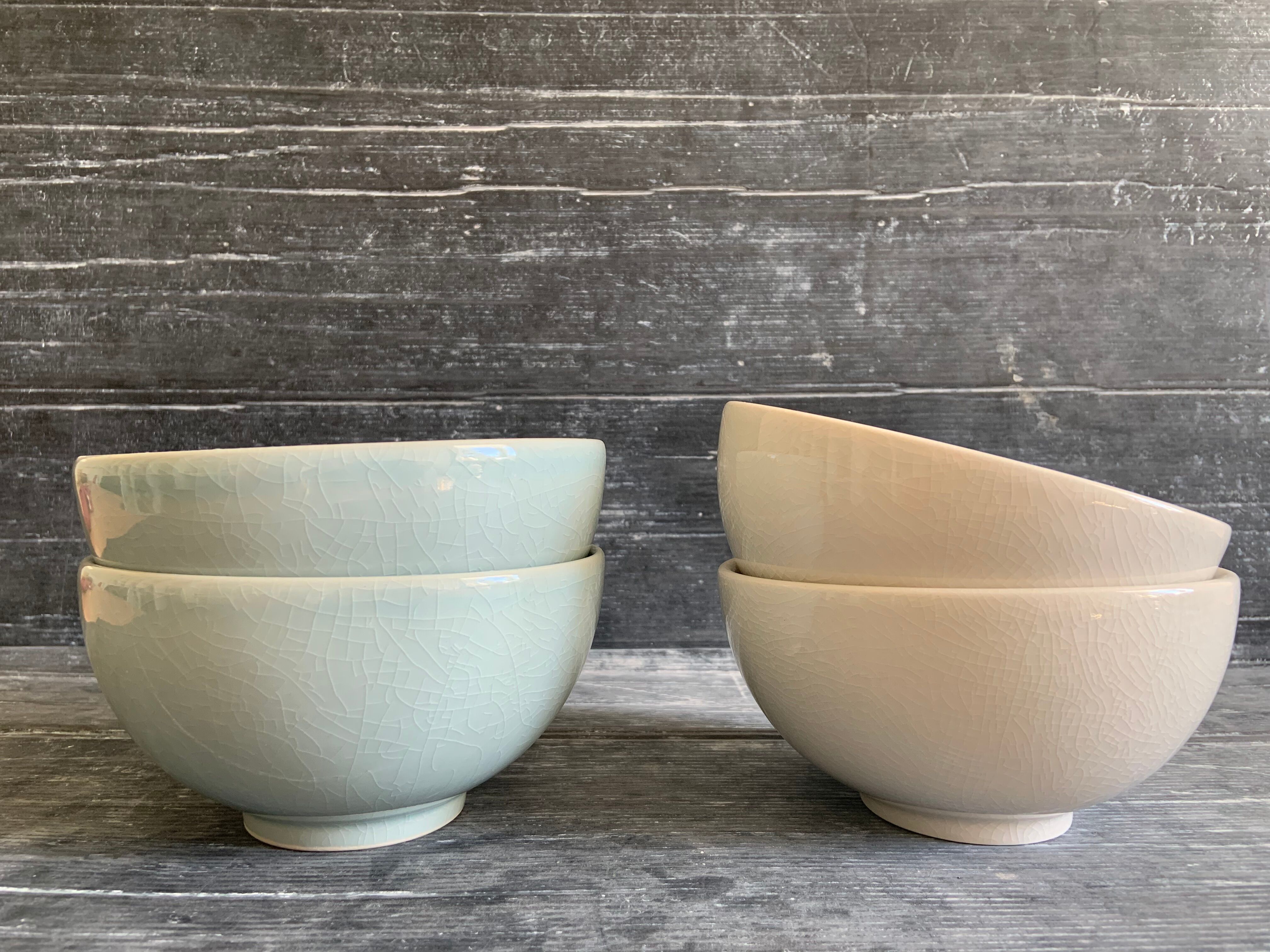 4 bowls Jars Tourron Mica & Quartz