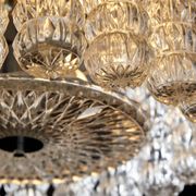 Glass and chrome chandelier