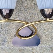 Pair of wall lamps, brass and opaline, vintage, Maison Lunel, 50s