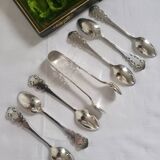 Box of 6 Small Spoons and Sugar Tongs Bergna Bros. Sunderland