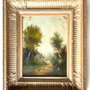 The Court of Poultry, oil on panel signed Girard, 19th century.