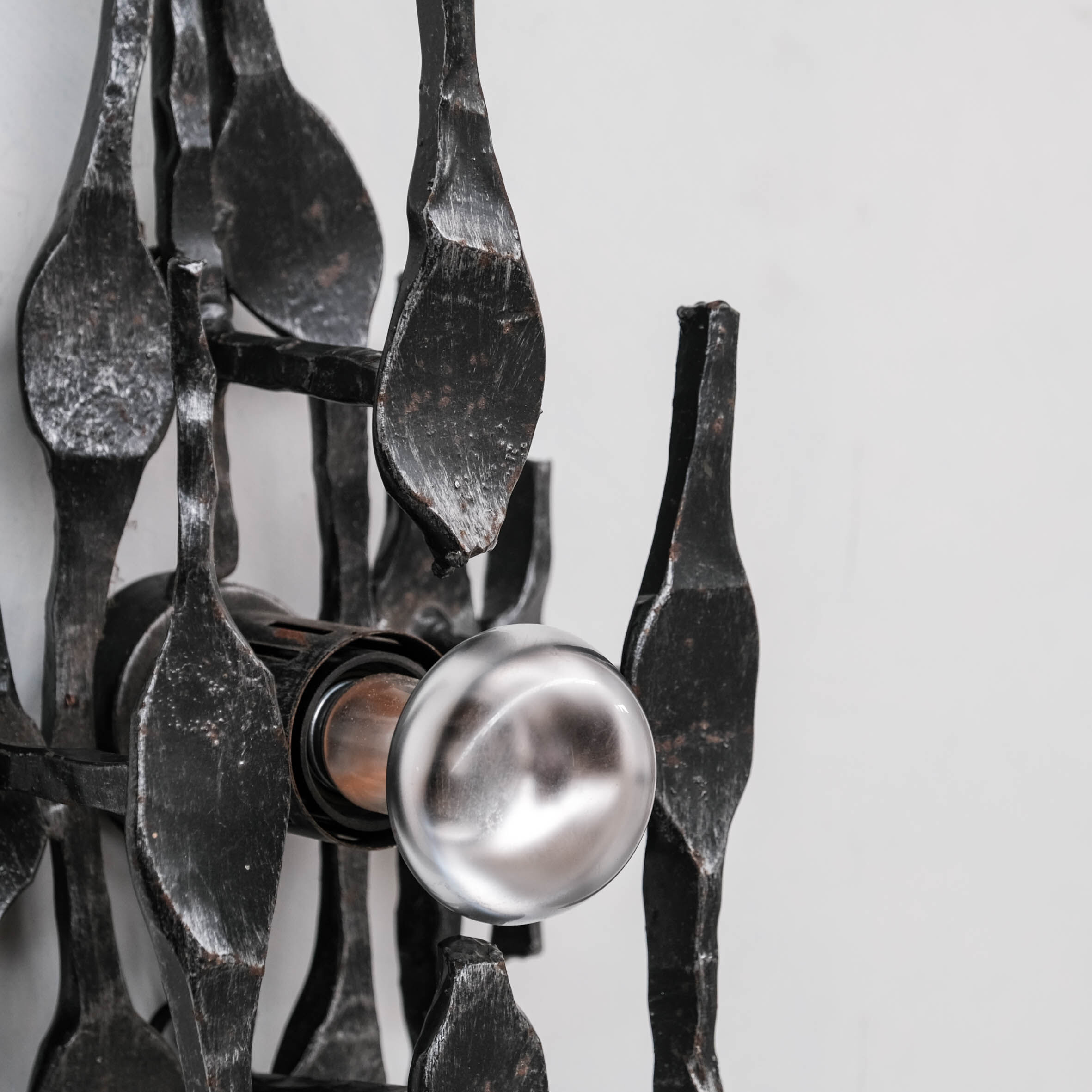 Brutalist Iron Single Mid-Century Belgium Wall Light